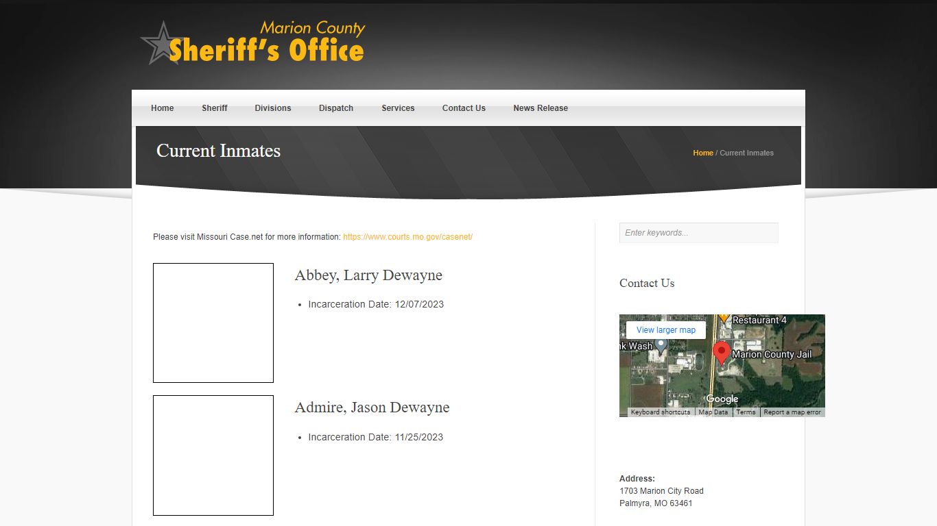 Current Inmates ‹ Marion County MO Sheriff's Office