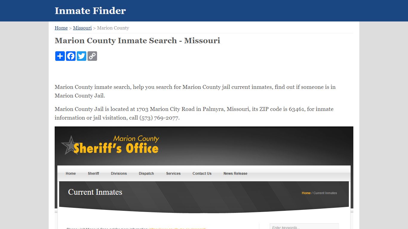 Marion County Inmate Search - Missouri